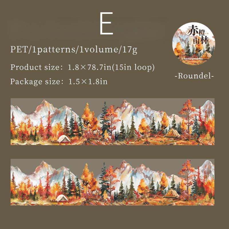 Forest Mountain Tree Landscape Tape | Nature Healing PET Tape Roll | Travel Tape | Decorative Tapes | Junk Journal Collage Supplies