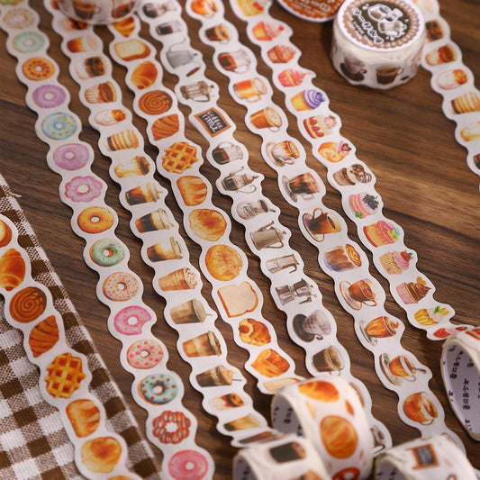 Mini Coffee Bread Drink Dessert Shaped Washi Tape |Cute Food Decorative Tape | DIY Journal Planner Collage Scrapbooking Supplies | Kid Craft