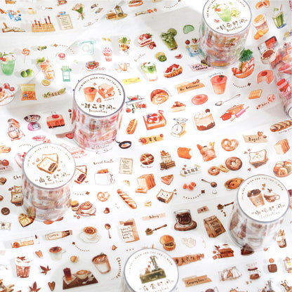 Cute Coffee Bread Drink Dessert Camping Reading Mini Sticker | Coffee Lover Decorative PET Tape | Journal Scrapbooking Collage Supplies