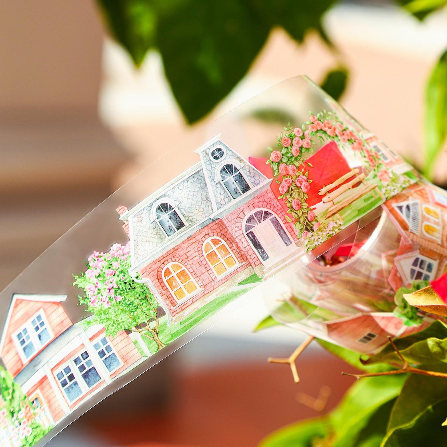Dream Town PET Tape | Cute Handdrawn Decorative Tape | Masking Tape | PET Tape Roll | Town House Themes Tape | Gift Wrapping