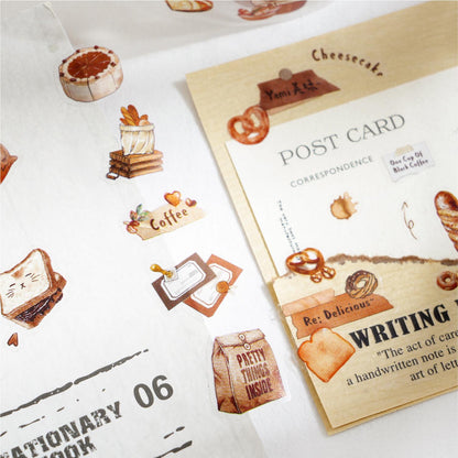 Cute Coffee Bread Drink Dessert Camping Reading Mini Sticker | Coffee Lover Decorative PET Tape | Journal Scrapbooking Collage Supplies