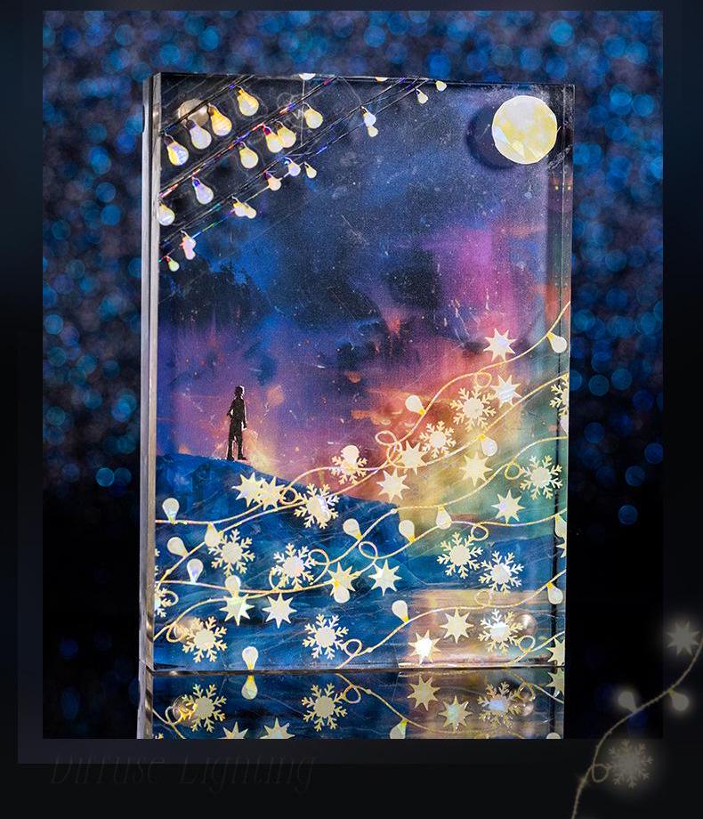 Diffuse Lighting Shimmering PET Tape | Stars Light Decorative Tape | Junk Journal Planner Bullet Journal Collage Craft Scrapbooking Supplies
