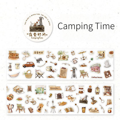 Cute Coffee Bread Drink Dessert Camping Reading Mini Sticker | Coffee Lover Decorative PET Tape | Journal Scrapbooking Collage Supplies
