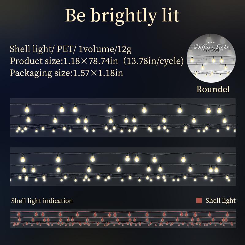 Diffuse Lighting Shimmering PET Tape | Stars Light Decorative Tape | Junk Journal Planner Bullet Journal Collage Craft Scrapbooking Supplies