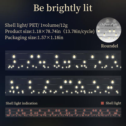 Diffuse Lighting Shimmering PET Tape | Stars Light Decorative Tape | Junk Journal Planner Bullet Journal Collage Craft Scrapbooking Supplies