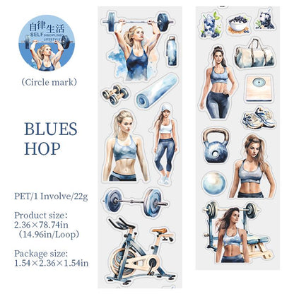 Workout Sport Exercise Girl Die Cut PET Tape | Character Life Aesthetics Planner Decorative Tape Sticker | Collage Junk Journal Supplies