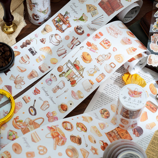 Hand-drawing Washi Tape | Bread Cake Market Food | Planner Journal Deco Stickers  | Craft Scrapbooking Supplies | Gift for Her