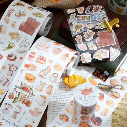 Hand-drawing Washi Tape | Bread Cake Market Food | Planner Journal Deco Stickers  | Craft Scrapbooking Supplies | Gift for Her