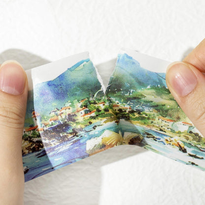 Forest Mountain Lake Landscape Tape | Travel Sketches Washi tape Roll | Travel Tape | Decorative Tapes | Junk Journal Collage Supplies