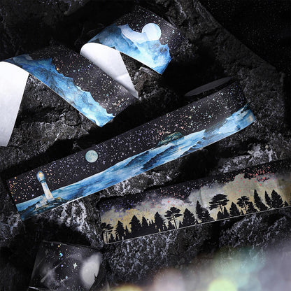Shimmering Nighty City Washi Tape | Landscaping Decorative Tape Stickers | Junk Journal Planner Bullet Collage Craft Scrapbooking Supplies