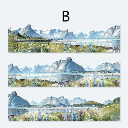 Forest Mountain Lake Landscape Tape | Travel Sketches Washi tape Roll | Travel Tape | Decorative Tapes | Junk Journal Collage Supplies