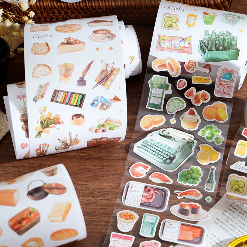Hand-drawing Washi Tape | Bread Cake Market Food | Planner Journal Deco Stickers  | Craft Scrapbooking Supplies | Gift for Her