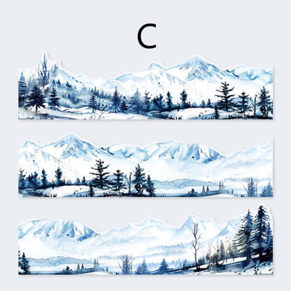 Forest Mountain Lake Landscape Tape | Travel Sketches Washi tape Roll | Travel Tape | Decorative Tapes | Junk Journal Collage Supplies
