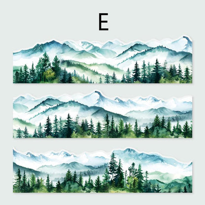 Forest Mountain Lake Landscape Tape | Travel Sketches Washi tape Roll | Travel Tape | Decorative Tapes | Junk Journal Collage Supplies