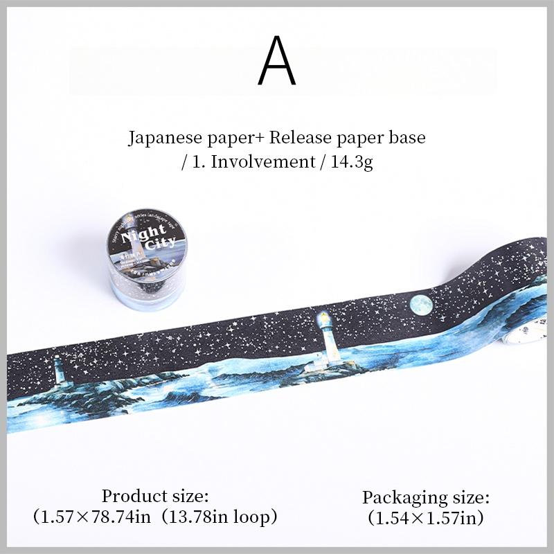 Shimmering Nighty City Washi Tape | Landscaping Decorative Tape Stickers | Junk Journal Planner Bullet Collage Craft Scrapbooking Supplies