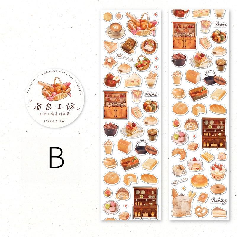 Hand-drawing Washi Tape | Bread Cake Market Food | Planner Journal Deco Stickers  | Craft Scrapbooking Supplies | Gift for Her