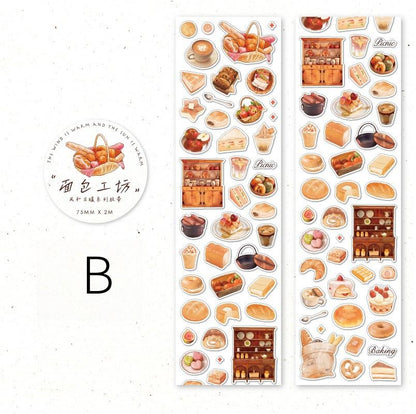 Hand-drawing Washi Tape | Bread Cake Market Food | Planner Journal Deco Stickers  | Craft Scrapbooking Supplies | Gift for Her