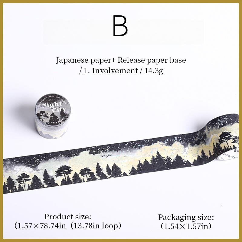 Shimmering Nighty City Washi Tape | Landscaping Decorative Tape Stickers | Junk Journal Planner Bullet Collage Craft Scrapbooking Supplies