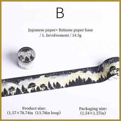 Shimmering Nighty City Washi Tape | Landscaping Decorative Tape Stickers | Junk Journal Planner Bullet Collage Craft Scrapbooking Supplies