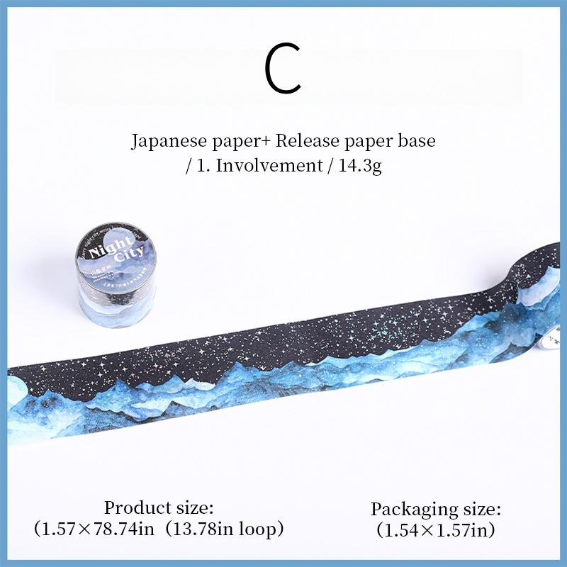 Shimmering Nighty City Washi Tape | Landscaping Decorative Tape Stickers | Junk Journal Planner Bullet Collage Craft Scrapbooking Supplies