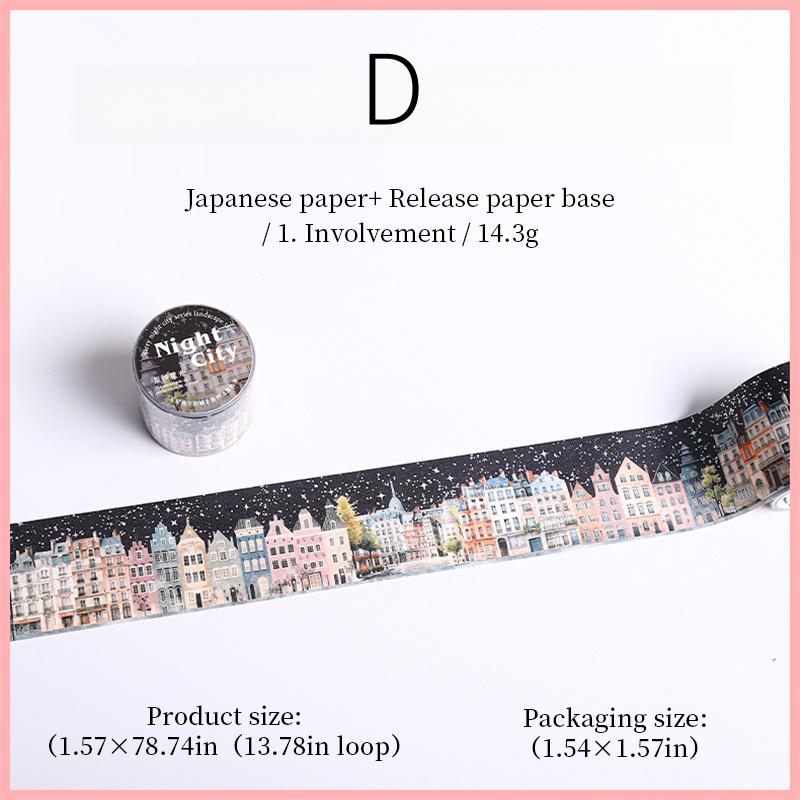 Shimmering Nighty City Washi Tape | Landscaping Decorative Tape Stickers | Junk Journal Planner Bullet Collage Craft Scrapbooking Supplies