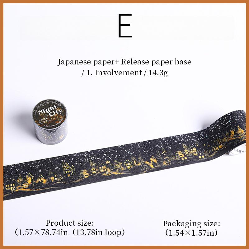 Shimmering Nighty City Washi Tape | Landscaping Decorative Tape Stickers | Junk Journal Planner Bullet Collage Craft Scrapbooking Supplies