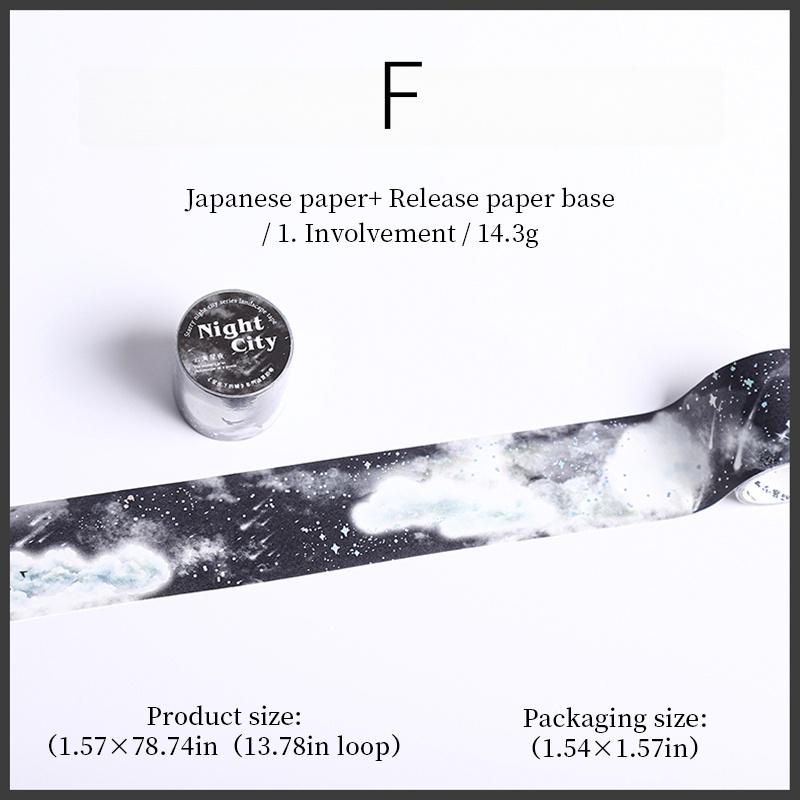 Shimmering Nighty City Washi Tape | Landscaping Decorative Tape Stickers | Junk Journal Planner Bullet Collage Craft Scrapbooking Supplies