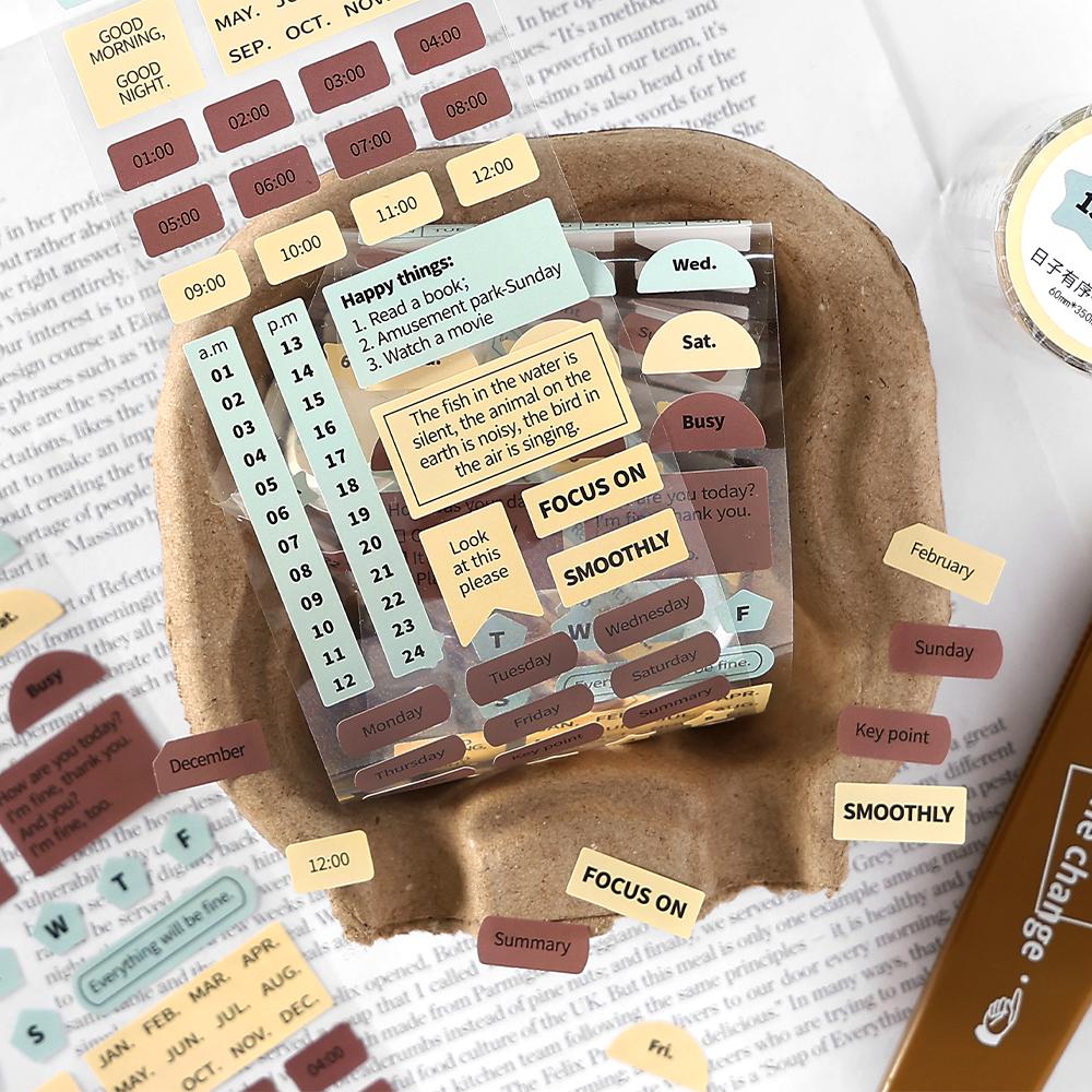 Function Planner Stickers | Week Time Word Number Letter Weekly Plan Planner Stickers｜Bujo Junk Journal Collage Scrapbooking Supplies