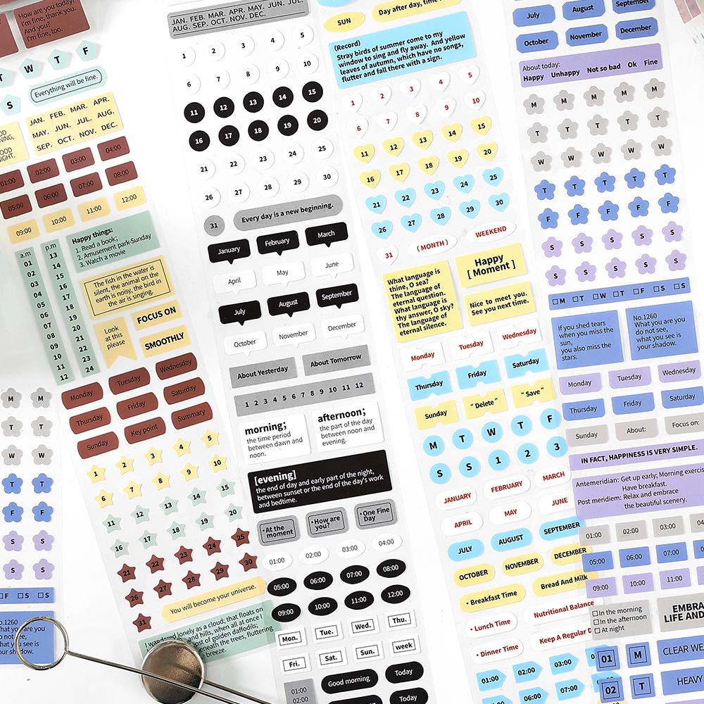Function Planner Stickers | Week Time Word Number Letter Weekly Plan Planner Stickers｜Bujo Junk Journal Collage Scrapbooking Supplies