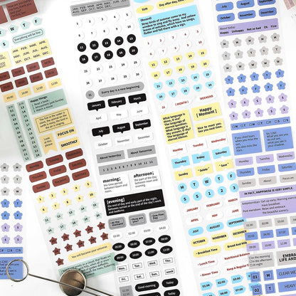 Function Planner Stickers | Week Time Word Number Letter Weekly Plan Planner Stickers｜Bujo Junk Journal Collage Scrapbooking Supplies