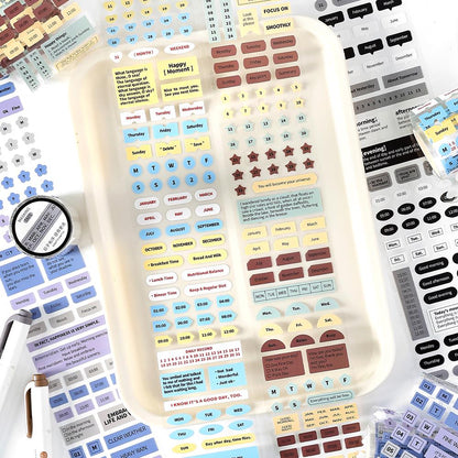 Function Planner Stickers | Week Time Word Number Letter Weekly Plan Planner Stickers｜Bujo Junk Journal Collage Scrapbooking Supplies