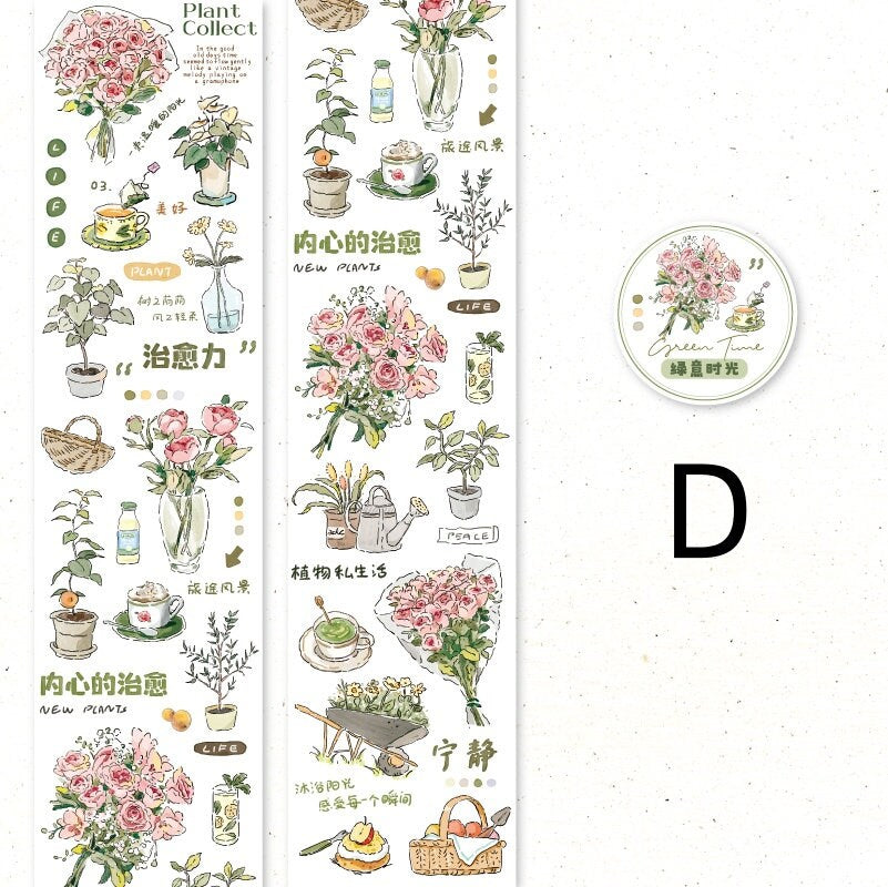 Hand-drawn Washi Tape | Coffee Home Shopping Grocery Flowers | Planner Journal Deco Stickers  | Craft Scrapbooking Bullet Journal Supplies