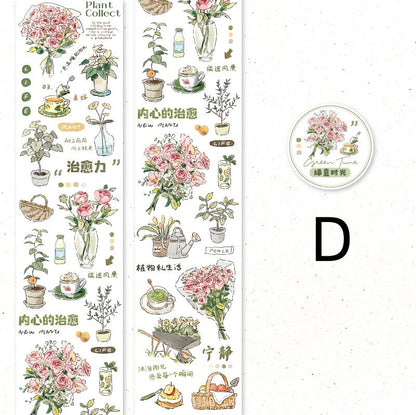 Hand-drawn Washi Tape | Coffee Home Shopping Grocery Flowers | Planner Journal Deco Stickers  | Craft Scrapbooking Bullet Journal Supplies