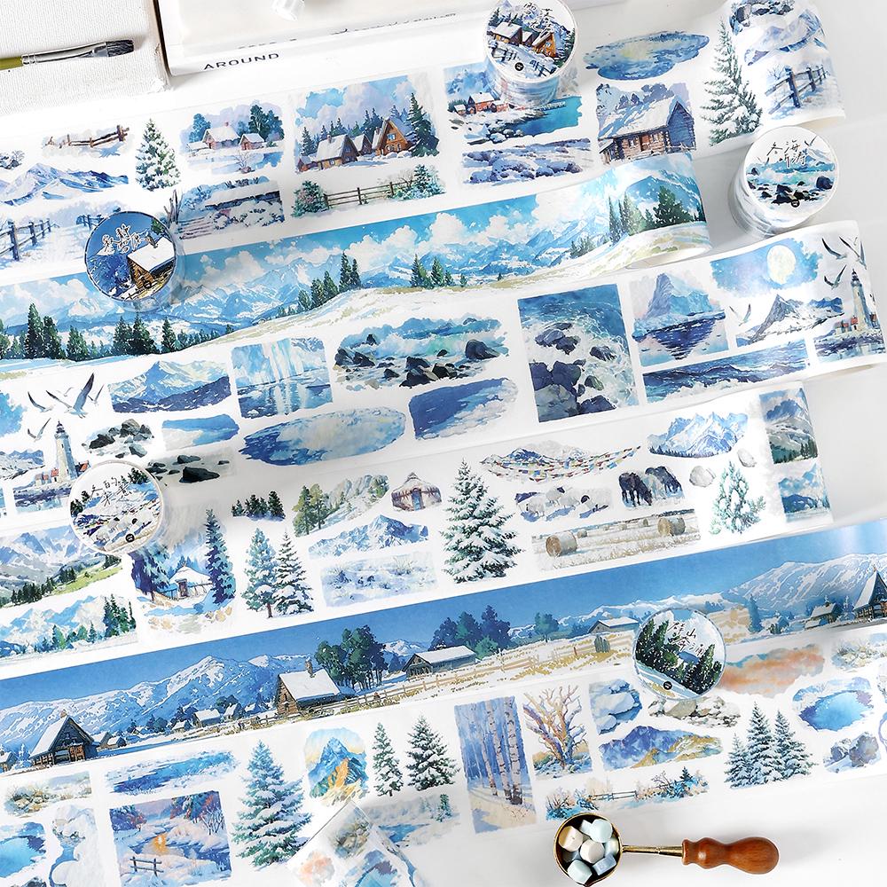 Snow Winter Landscape Decorative Tape | Cozy Winter Tape | Mountain Sea Tape | Junk Journal Collage Scrapbooking Supplies Gift Wrapping