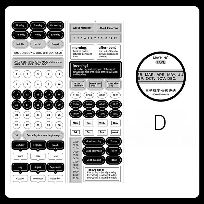Function Planner Stickers | Week Time Word Number Letter Weekly Plan Planner Stickers｜Bujo Junk Journal Collage Scrapbooking Supplies