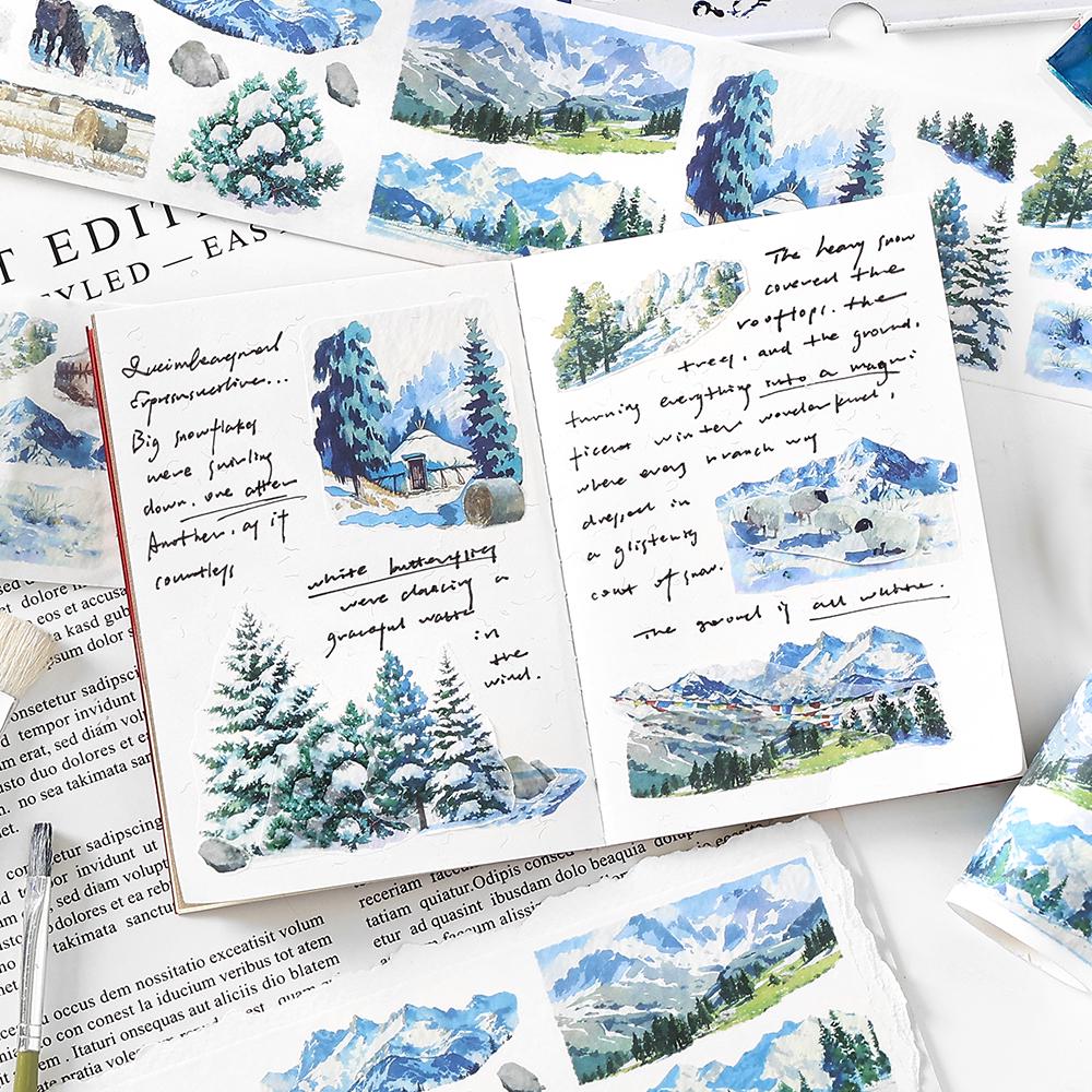 Snow Winter Landscape Decorative Tape | Cozy Winter Tape | Mountain Sea Tape | Junk Journal Collage Scrapbooking Supplies Gift Wrapping