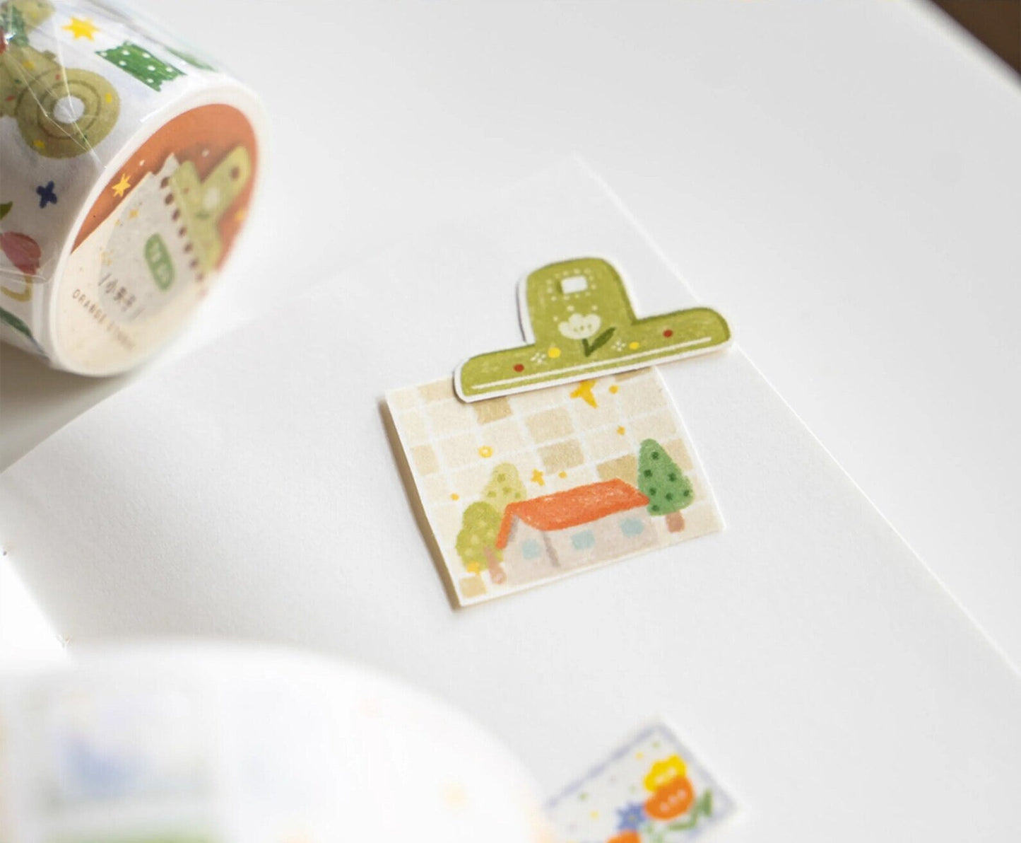 Cute Little Clips Washi Tape | Illustrated Masking Tape | Planner Journal Deco Stickers | Kids Craft Scrapbooking Supplies | Gift for Her