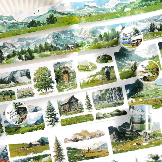 Ins Beautiful Scenery Tape | Wilderness Grassland Travel Washi tape | Washi Tape Roll | Travel Themes Tape | Gift Wrapping | Gift for Girls