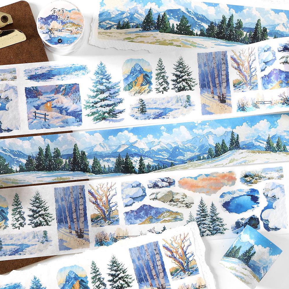 Snow Winter Landscape Decorative Tape | Cozy Winter Tape | Mountain Sea Tape | Junk Journal Collage Scrapbooking Supplies Gift Wrapping