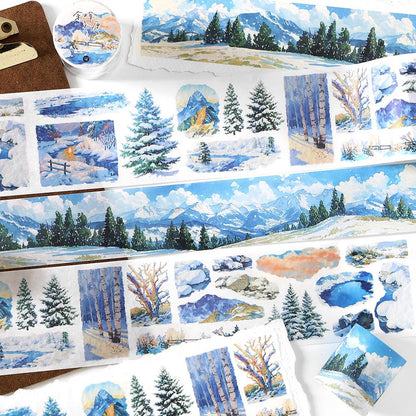 Snow Winter Landscape Decorative Tape | Cozy Winter Tape | Mountain Sea Tape | Junk Journal Collage Scrapbooking Supplies Gift Wrapping