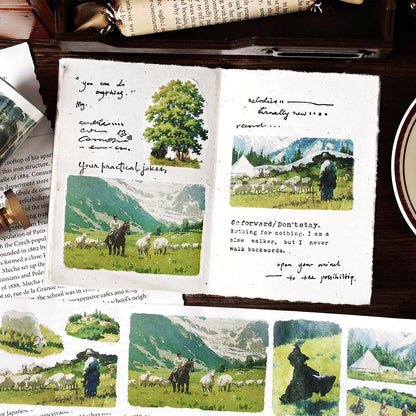 Ins Beautiful Scenery Tape | Wilderness Grassland Travel Washi tape | Washi Tape Roll | Travel Themes Tape | Gift Wrapping | Gift for Girls
