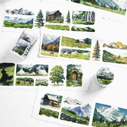 Ins Beautiful Scenery Tape | Wilderness Grassland Travel Washi tape | Washi Tape Roll | Travel Themes Tape | Gift Wrapping | Gift for Girls