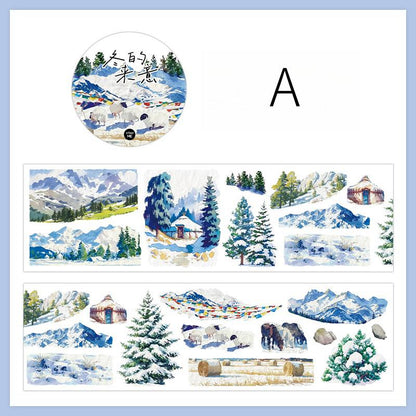 Snow Winter Landscape Decorative Tape | Cozy Winter Tape | Mountain Sea Tape | Junk Journal Collage Scrapbooking Supplies Gift Wrapping