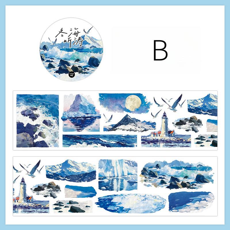 Snow Winter Landscape Decorative Tape | Cozy Winter Tape | Mountain Sea Tape | Junk Journal Collage Scrapbooking Supplies Gift Wrapping