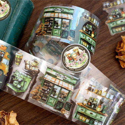 Cozy Coffee Corner PET Tape | Coffee Decorative PET tape | Journal Scrapbooking Collage Crafting Supplies | Coffee Lover Gift