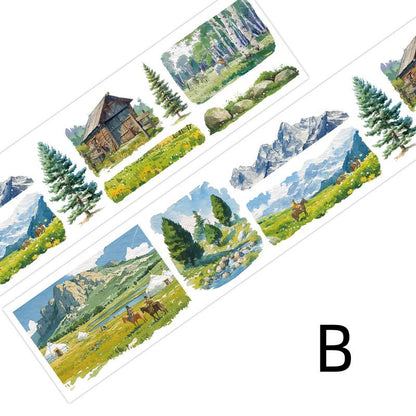 Ins Beautiful Scenery Tape | Wilderness Grassland Travel Washi tape | Washi Tape Roll | Travel Themes Tape | Gift Wrapping | Gift for Girls