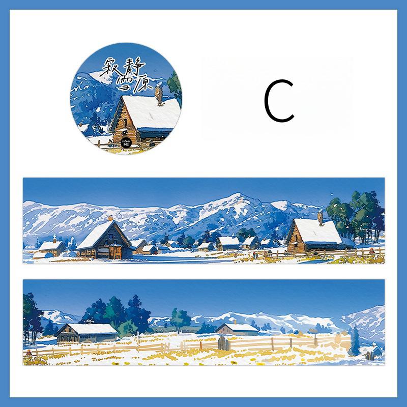 Snow Winter Landscape Decorative Tape | Cozy Winter Tape | Mountain Sea Tape | Junk Journal Collage Scrapbooking Supplies Gift Wrapping