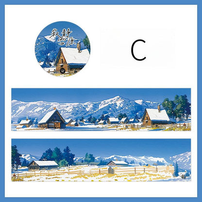 Snow Winter Landscape Decorative Tape | Cozy Winter Tape | Mountain Sea Tape | Junk Journal Collage Scrapbooking Supplies Gift Wrapping