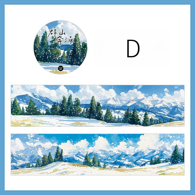Snow Winter Landscape Decorative Tape | Cozy Winter Tape | Mountain Sea Tape | Junk Journal Collage Scrapbooking Supplies Gift Wrapping