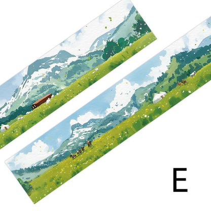 Ins Beautiful Scenery Tape | Wilderness Grassland Travel Washi tape | Washi Tape Roll | Travel Themes Tape | Gift Wrapping | Gift for Girls